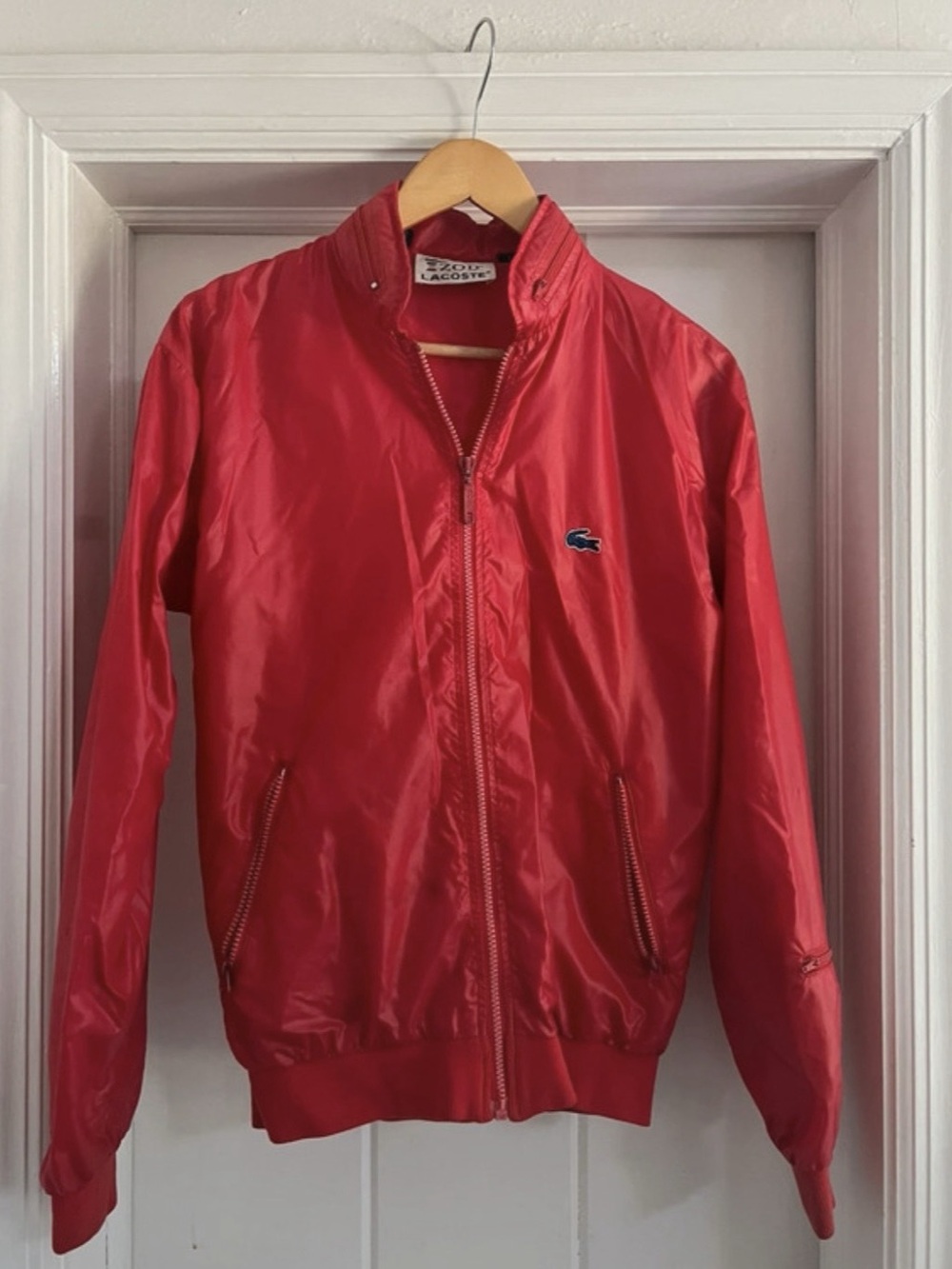 Vintage Lacoste Red Bomber Jacket Size Small
